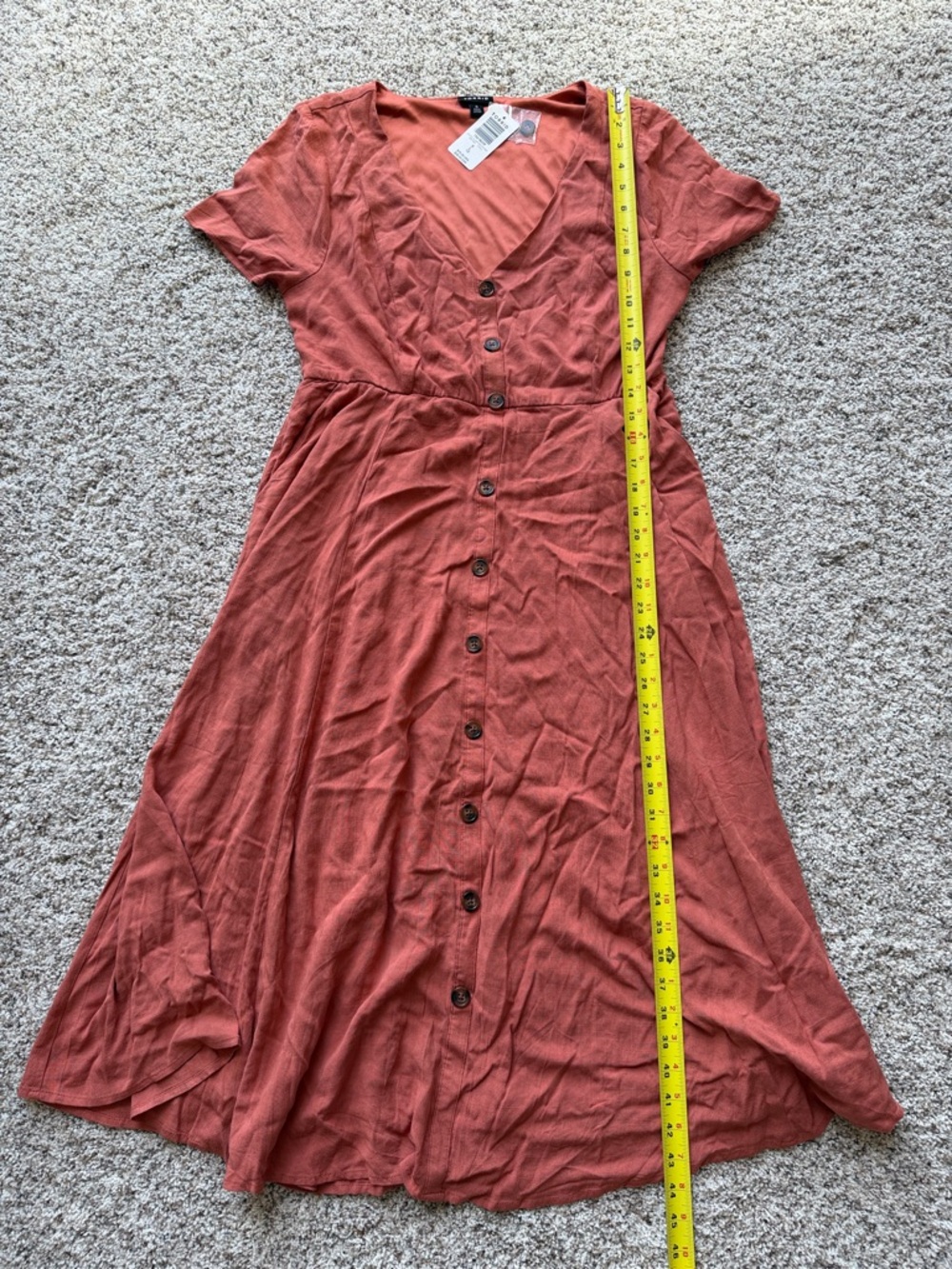 torrid Rust Button-Front V-Neck Midi Dress - Picture 7 of 7